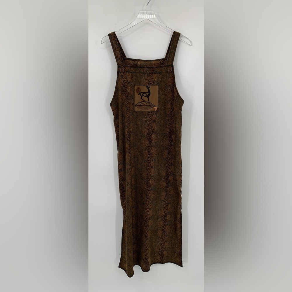 Nina Piccalino jumper dress midi brown snake vintage teacher wood-cut deer 10